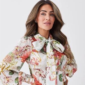 Karen Millen Floral Blouse - Red, Green, Cream - 10